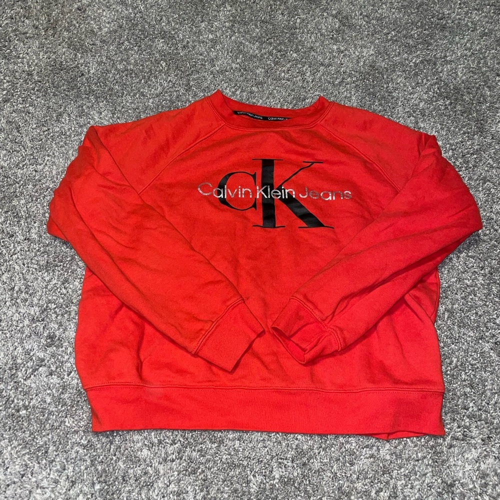 CALVIN KLEIN RED CREWNECK WITH LOGO
